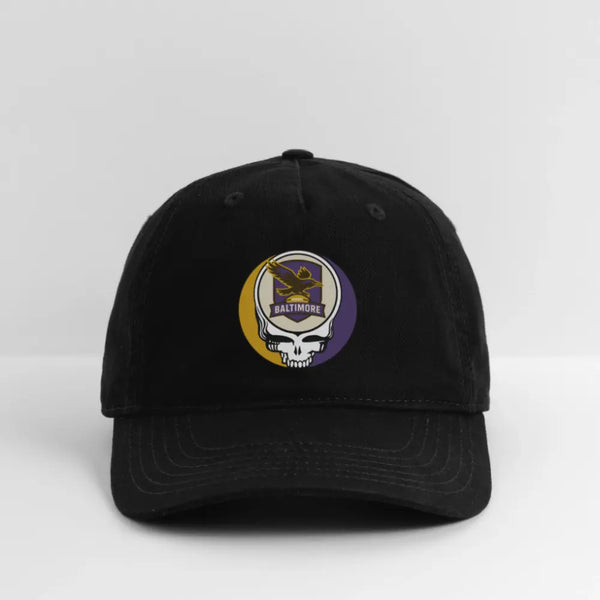 Baltimore Ravens Grateful Dead Stealie Dad Hat - black
